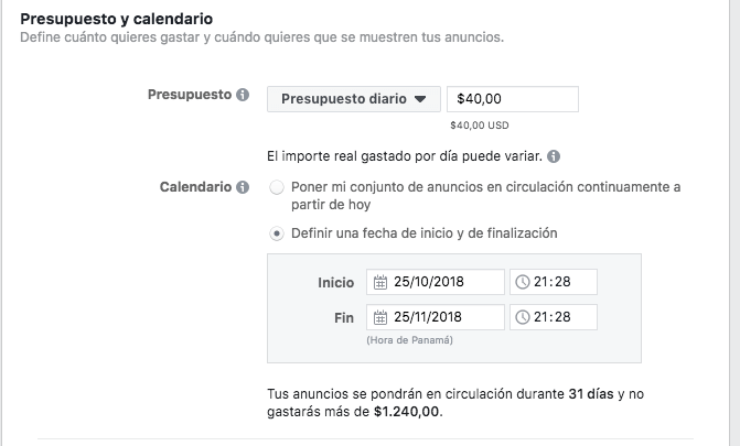 presupuesto y calendario - marketing digital para restaurantes