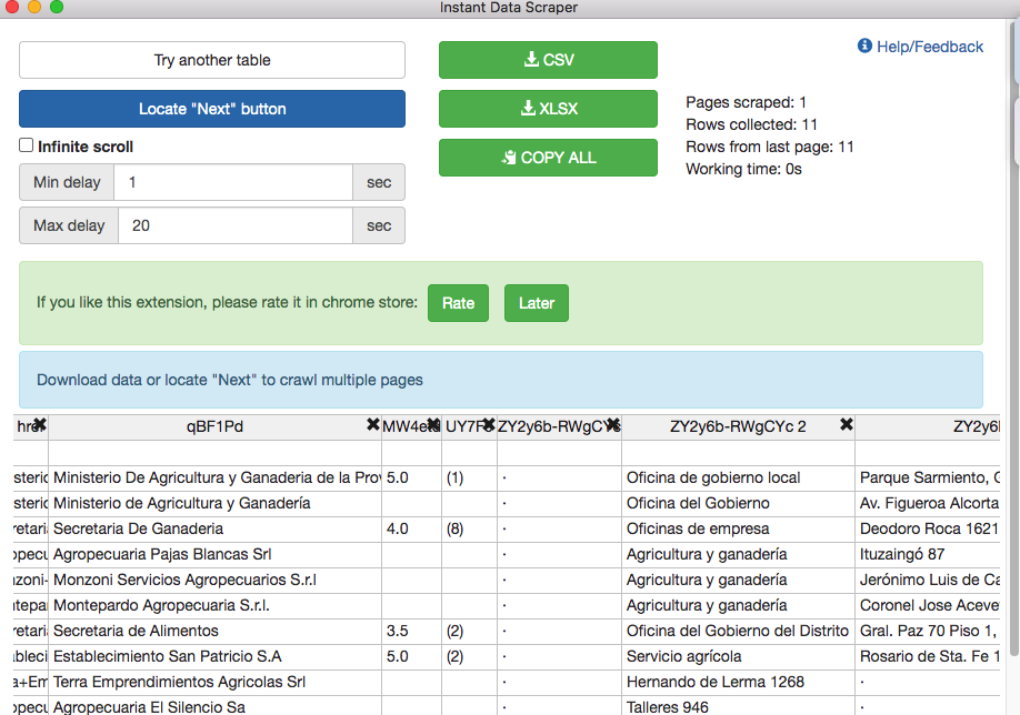 base de datos para google my businnes